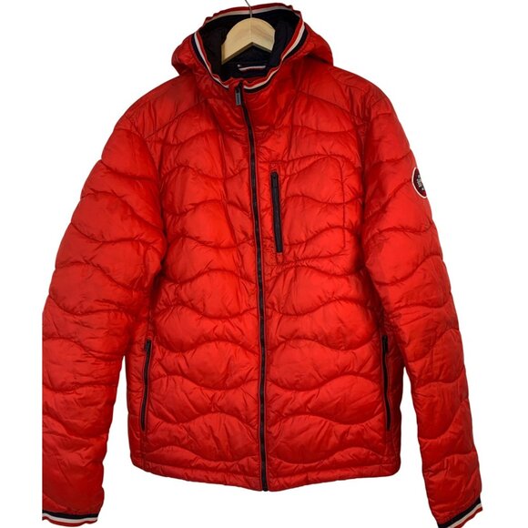 Superdry Mens Wave Quilt Red Puffer Jacket L RD10388 Fitted GUC - Picture 16 of 16